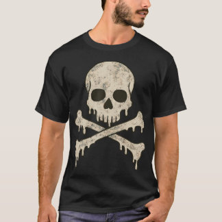 Dripping Skull Crossbones Skeleton Jolly Roger Fla T-Shirt