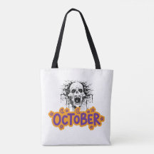 Dripping Skull October Halloween Tote Bag