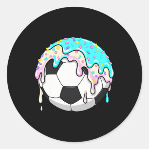 Dripping Soccer Ice Cream Drip Sport Sprinkles Mel Classic Round Sticker