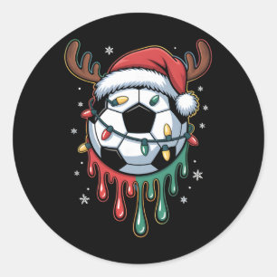 Dripping Soccer Ll Christmas Santa Hat Holiday Classic Round Sticker