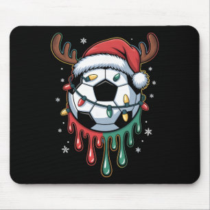 Dripping Soccer Ll Christmas Santa Hat Holiday Mouse Pad