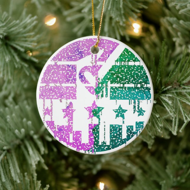 Dripping Speckles - Colourful Convergence Ceramic Ornament (Tree)