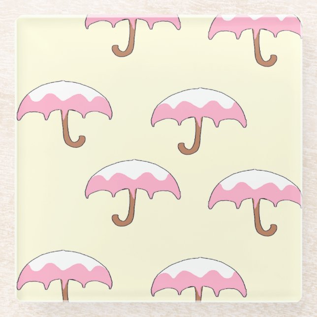 dripping umbrella pattern glass coaster (Front)