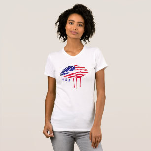Dripping USA Flag Fashion Lips T-Shirt