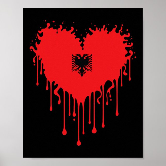 Drippings Heart Of Albynia Flag Design For Proud A Poster (Front)