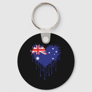 Drippings Heart Of Australia Flag Design For Proud Key Ring