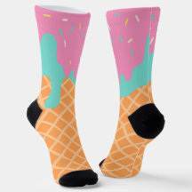 Drippy Ice Cream Waffle Cone socks