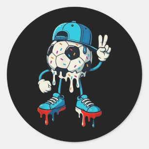 Drippy Soccer Ll Peace Hand Cool Street Art Design Classic Round Sticker