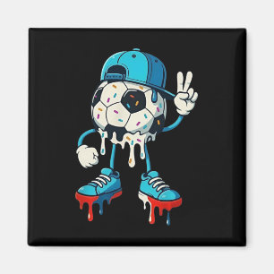 Drippy Soccer Ll Peace Hand Cool Street Art Design Magnet