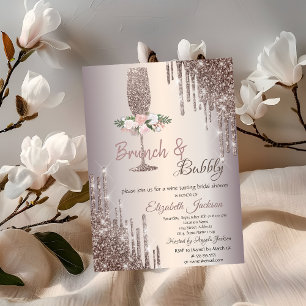  Drips Brunch & Bubbly Rose Gold Bridal Shower   Invitation