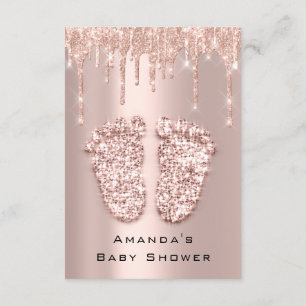 Drips Glitter Baby Shower Feet Rose Blush Girl Boy Invitation