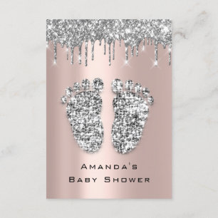 Drips Glitter Baby Shower Feet Rose Grey Girl Boy Invitation
