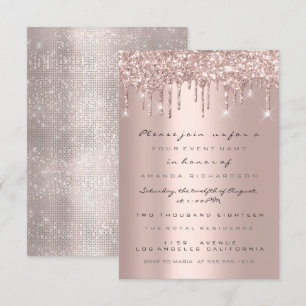 Drips Rose Gold Bridal Shower Sweet 16th Invitation