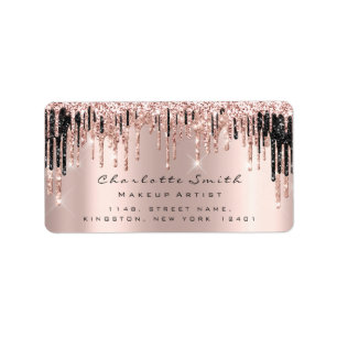 Drips RSVP Pink Rose Gold Sparkly Glitter Makeup Label