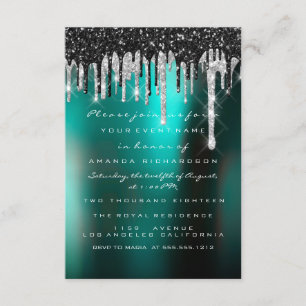 Drips Silver Black Grey Bridal Woodland Wedding Invitation