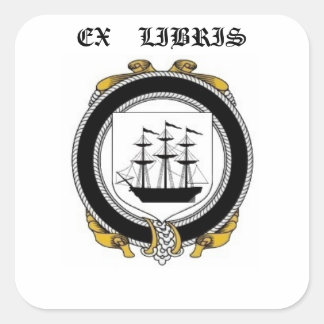 Driscoll Family Crest Book Plate Square Sticker