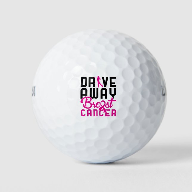 Drive Away Breast Cancer Golfing Golf Golfer Golf Balls (Front)