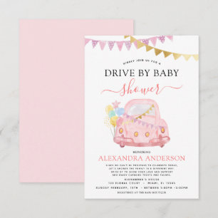 Drive By Baby Shower Blush Pink Gold Foil Invitation
