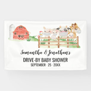 Drive-by Baby Shower Farm Baby Animals Banner