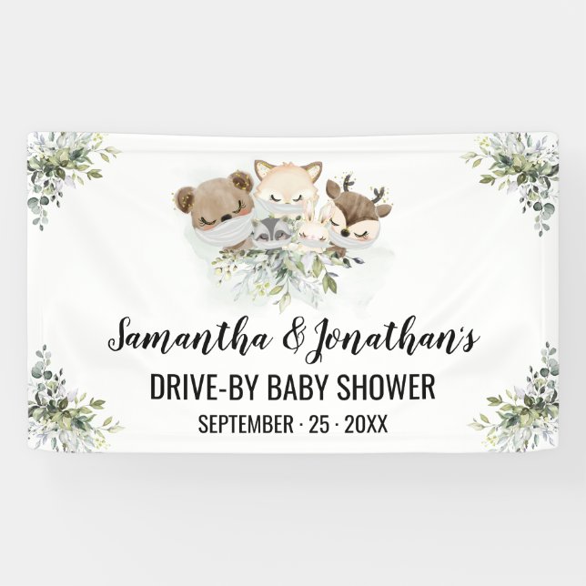 Drive-by Baby Shower Forest Animals Banner (Horizontal)