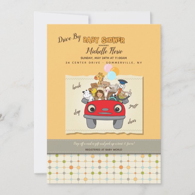 Drive by Baby Shower Invitation (Front)
