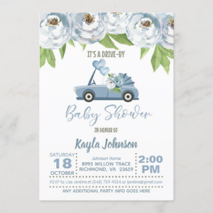 Drive By Baby Shower Invitation - Boy