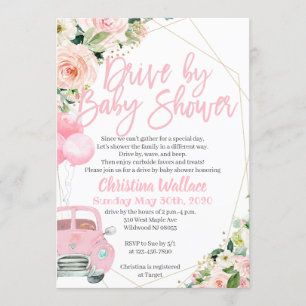 Drive By Baby Shower Invitations for a Girl