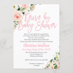 Drive By Baby Shower Invitations for a Girl