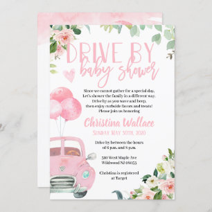 Drive By Baby Shower Invitations for Girls