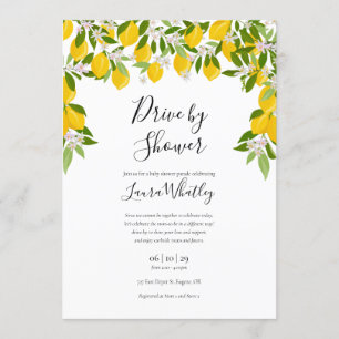 Drive By Baby Shower Lemons Blossom Greenery  Invitation