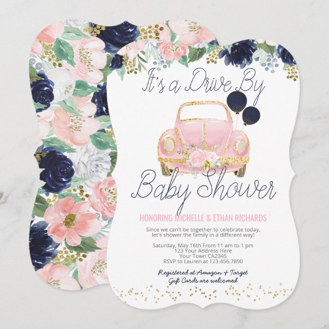 Drive By Baby Shower Parade Invitation (Front/Back)