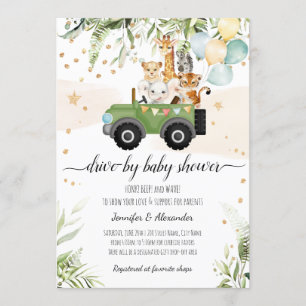 Drive by Baby Shower Safari Animal Social DIstance Invitation