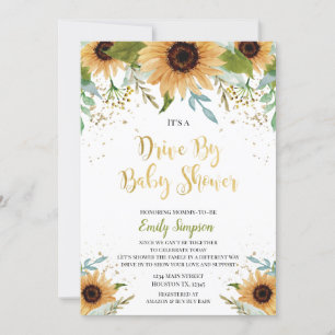 Drive By Baby Shower Sunflowers Invitation