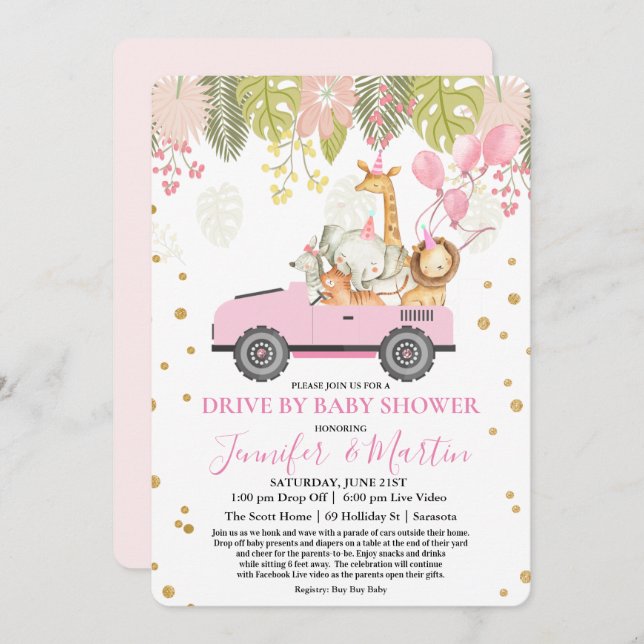 Drive By Baby Shower Virtual Baby Shower Invitation (Front/Back)