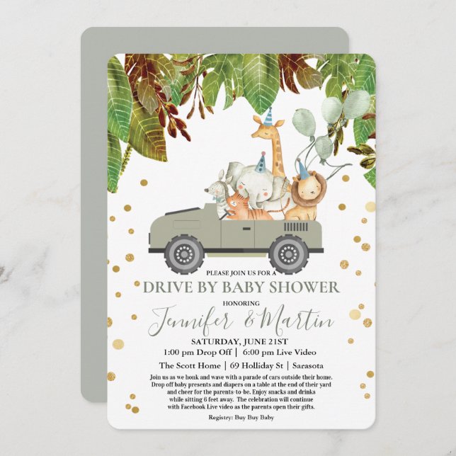 Drive By Baby Shower Virtual Baby Shower Invitation (Front/Back)