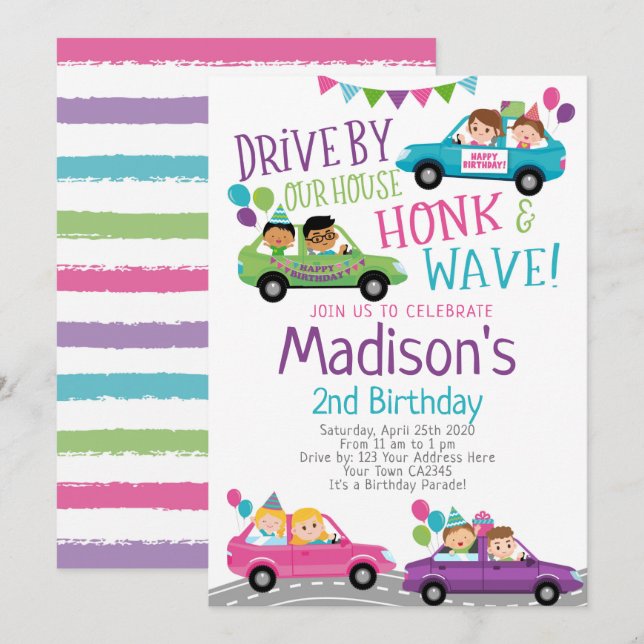 Drive By, Birthday Parade Invitation (Front/Back)