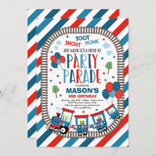 Drive By Birthday Parade Invite Choo Choo Train