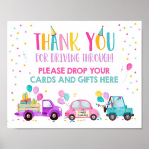 Drive By Birthday Party Girl Sign Cards and Gifts