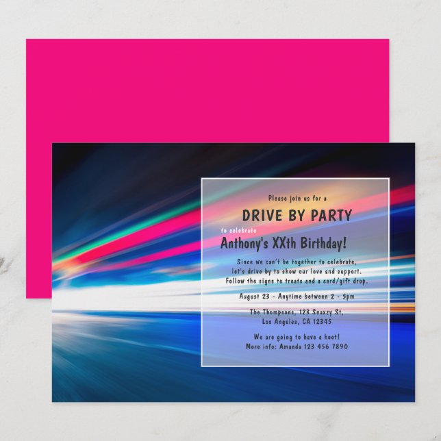 Drive By Birthday Party Invitation (Front/Back)