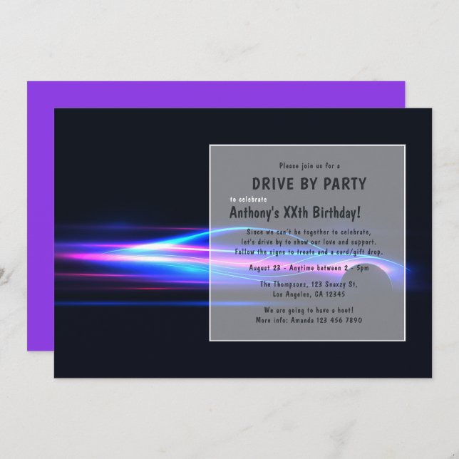 Drive By Birthday Party Invitation (Front/Back)