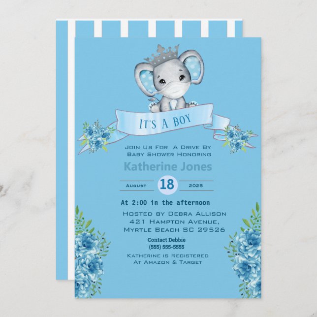 Drive By Boys Baby Shower Invitations (Front/Back)