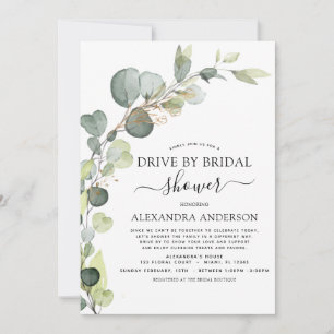 Drive By Bridal Shower Greenery Eucalyptus Invitation