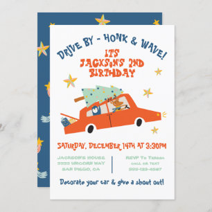 Drive by Christmas Car Birthday Parade Party Invitation