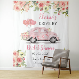 Drive By Floral Pink Drive Through Shower Backdrop Tapestry
