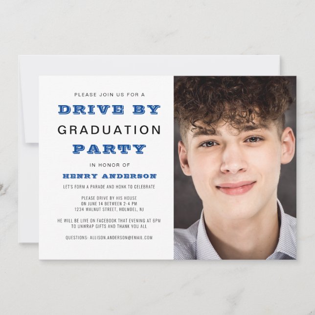 Drive By Graduation Party Simple Photo Invitation (Front)
