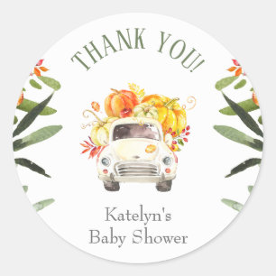 Drive By Pumpkin Baby Shower Sticker