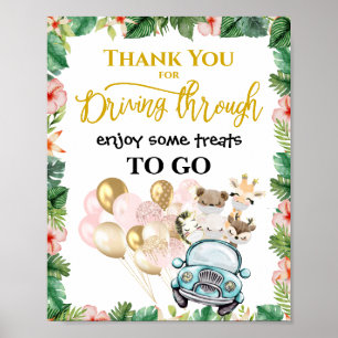 Drive By Shower TREAT FAVOR Sign   Safari Friends