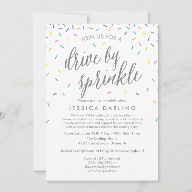 Drive by Sprinkle by Baby Shower Invitation (Front)