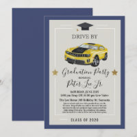 Drive By Virtual Male Graduation Party Invitation