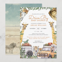 Drive-By Wild Safari Animals Baby Shower